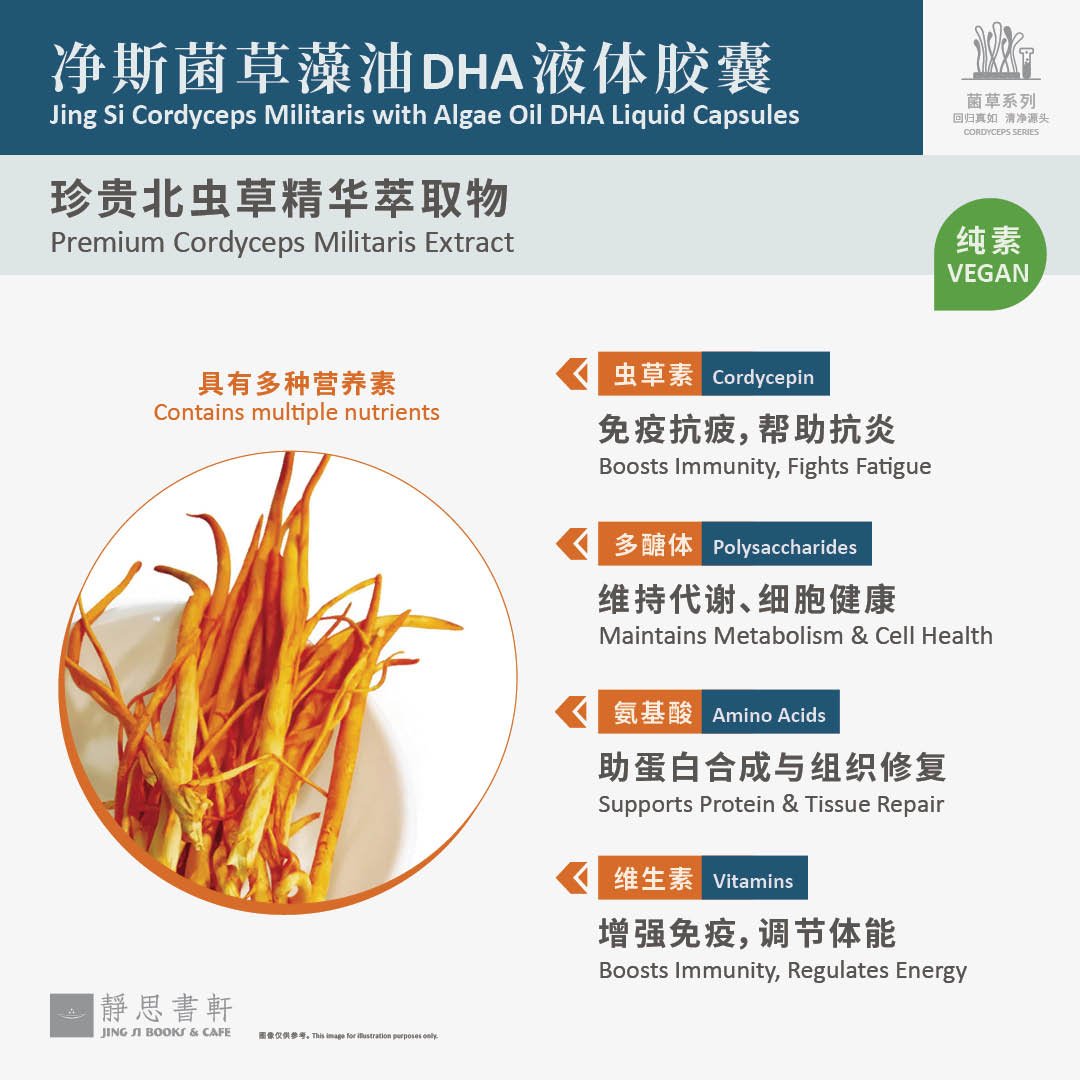 净斯菌草藻油DHA液体胶囊 Cordyceps militaris Algae oil DHA liquid capsules